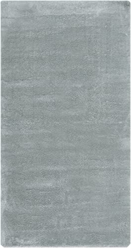 andiamo Teppich Lambskin - Kunstfell - flauschiger Teppich Schlafzimmer - geeignet als Bettvorleger Schlafzimmer oder als Fellteppich Wohnzimmer - Lammfellimitat pflegeleicht 80 x 150 cm hellgrau
