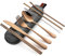 DEVICO Tragbares Camping Besteck - 8-Teiliges Edelstahl Reisebesteck mit Messer, Gabel, Löffel, Essstäbchen, Strohhalmen, Reinigungsbürste und Etui - Ideales Besteck Set für Unterwegs (Roségold)