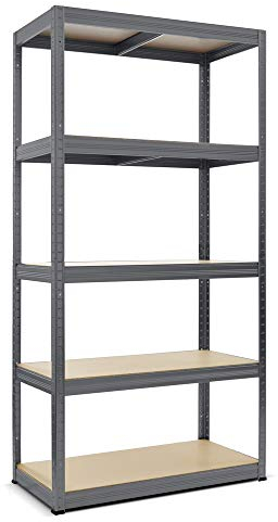 HEMMDAL Schwerlastregal Typ S Graphitgrau - 750 kg Tragkraft - HxBxT 180 x 90 x 45 cm - Steckregal mit 5 Böden - 150 kg Fachlast - Made in EU - stabiles Metallregal - Lagerregal - Werkstattregal