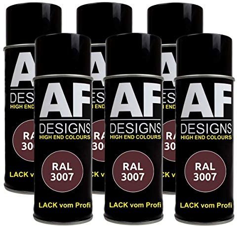 Lot de 6 bombes de peinture de voiture RAL 3007 - Couleur : noir mat