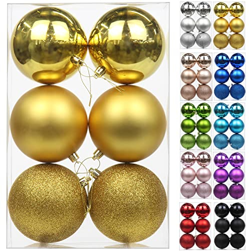 Briful 6PCS 10CM Christmas Baubles, Tree Decorations Xmas Hanging Ornaments Small Shatterproof Balls for Home Festival Gifts