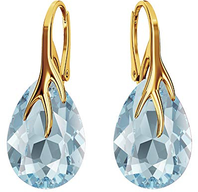 Silber 925 Ohrringe für Damen - Vergoldete Kristall Birne Schmuck - Handgefertigtes Geschenk für Frauen und Mädchen