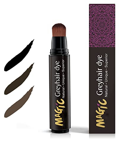 gowwim Temporäre Haarfärbestift-Pinsel, zum Ausbessern der Haarfarbe, sofortiger Concealer, grau-weiße Haarwurzel (Dunkelbraun)
