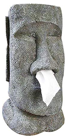 Alacritua Moai Taschentuchbox Rotzbehälterhalter | Taschentuchspender | Kosmetiktücherbox, Taschentücherbox aus Harz in Grau, Dekorativ, Rechteckig, Style: Osterinsel Stone Face Portrait