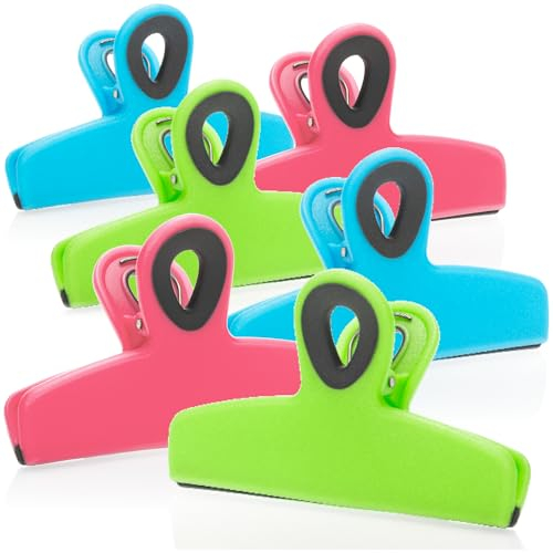 com-four® 6x Verschlussklammern für Tüten - breite Verschlussclips für Lebensmittel-Beutel - Verschlussklemmen aus Kunststoff - Tüten Clips zum Verschließen und Frischhalten
