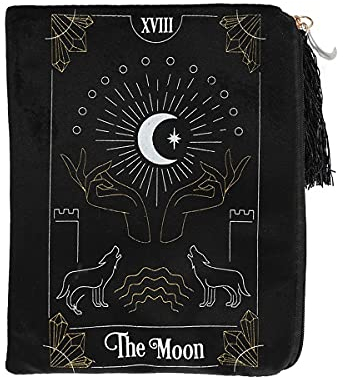 Mystical Mehrfarbige Tarotkartentasche mit Reißverschluss, 20 cm x 15 cm, Samtbeutel mit eleganter Quaste und Charm, kompakte Größe für Tarotdecks, Kristalle und Schätze, 1 Stück