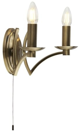 Suchscheinwerfer Ascot 2 Licht Wandleuchte Antik Messing