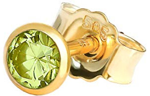 NKlaus Einzel Ohrstecker echt Peridot Gelbgold 585 14 Karat Gold 3,5mm kleine Ohrring 7937