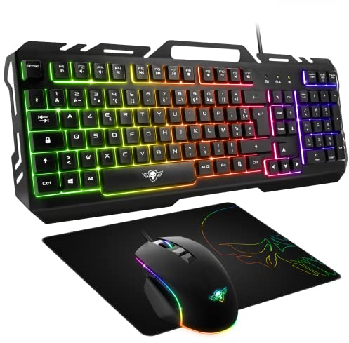 SPIRIT OF GAMER - Pacchetto Gaming 3 in 1 Pro-MK5 - Tastiera Gamer RGB Anti-Ghosting - Mouse Gamer 7 Pulsanti RGB 3200 DPI - Tappetino antiscivolo - Compatibile con PC/Playstation/Xbox