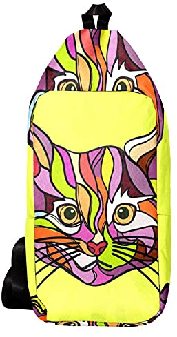 EZIOLY Cat Pop Art Schulter-Rucksack Sling Bag Crossbody Bag Reise Wandern Daypack für Männer Frauen