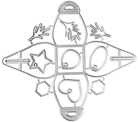 LANCHEN Geschenkbox Metall Stanzform Verpackungsbox Kombination Prägepuzzle Exquisite Kohlenstoffstahl Präge Skript Stanzschablonen