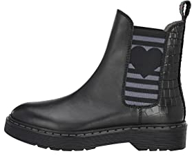 CRICKIT® Chelsea Boot Damen Lenny | Klassischer Chelsea Boot mit Krokoprägung an der Ferse für Damen aus 100% Leder | Herz mit Streifen