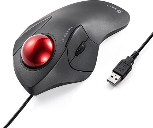SANWA Wired Ergonomic Trackball Mouse, Optical Rollerball Mice, Programmable Silent Buttons, 44mm Trackball, 600/800/1200/1600 Adjustable DPI, Compatible with MacBook, Laptop, Windows, macOS