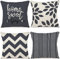 ZWJD Kissenbezug 50x50 4er Set Dekokissen Kissenbezüge Dekoration Outdoor Kissenbezüge Leinen Dekokissen für Schlafzimmer, Sofa, Stuhl, Bett, Garten (50 x 50 cm,Schwarzgrau)