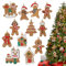 HORLIMER 12PCS Lebkuchenmann Weihnachtsbaumschmuck, Figur Weihnachtsbaum Schmuck Set mit Strings, Lebkuchen Deko für Weihnachtsbaum DIY Party Dekoration, 7.18cm groß