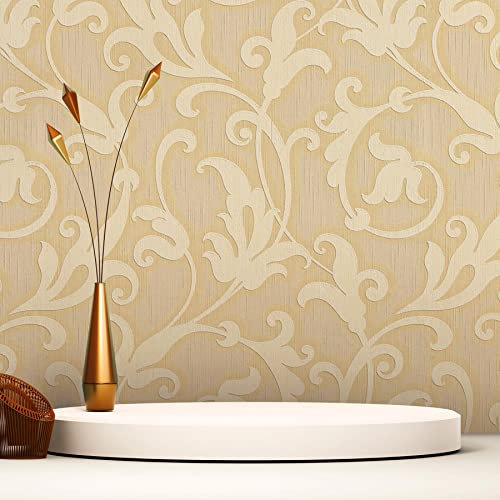 TADESSI Tapete Barock Nicolo M1-No.3764 | Vliestapete | Gelb | Gold | Klassik | Barocktapete