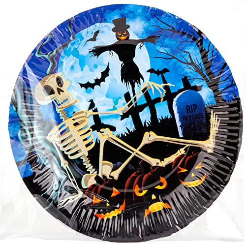 VFM - Halloween Paper Plates - Graveyard 9” Halloween Party - Haunted House - 8 Pack