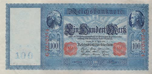 Deutsches Reich Rosenbg: 43b, rotes Siegel bankfrisch (I) 1910 100 Mark Flottenhunderter (Banknoten für Sammler)