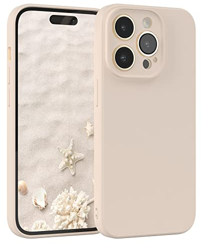 EAZY CASE - Custodia in silicone per iPhone 14 Pro Custodia morbida protettiva con protezione della fotocamera Protezione sottile Premium Cover TPU Telefono Bumper in Beige