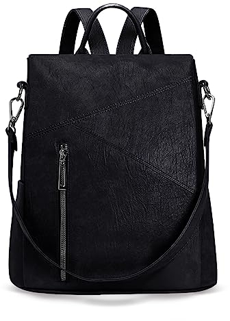 HUA ANGEL Elegant Damen Rucksack Umhängetasche 2 In 1 Anti Diebstahl Tagesrucksack Wasserdicht PU Leder Daypack Schultertasche Leichtgewicht für Tägliche Reise Einkaufs Schule