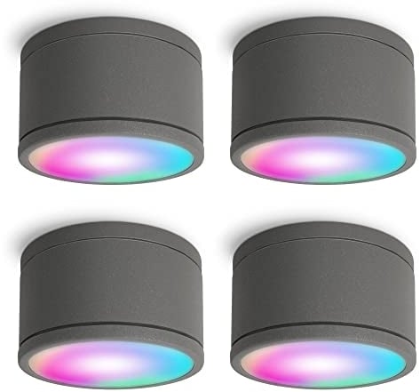 SSC-LUXon 4x CELI-WX Badezimmer Lampen Smarthome Deckenspots kompatibel mit Alexa, Siri & Google - WLAN RGB LED Downlight anthrazit