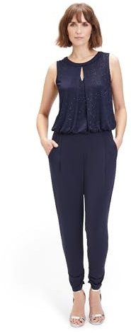 Vera Mont Damen Jumpsuit im Glitzer-Look Patch Dark Blue/Dark Blue,42