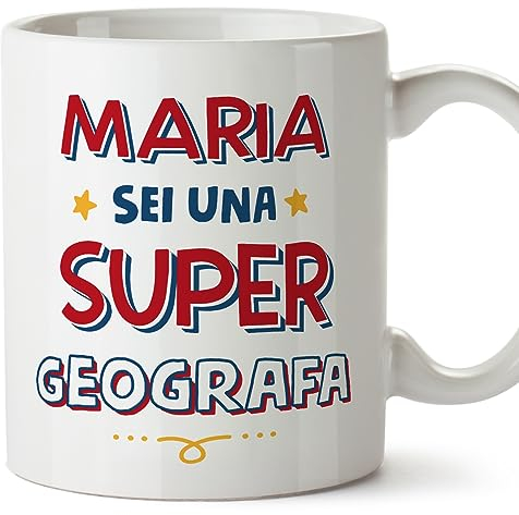 MUGFFINS Tazas Personalizadas para GEÓGRAFA mujer - En Italiano - Sei Super - 11 oz / 330 ml - Regalo Personalizable original y divertido