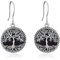 YAFEINI Baum des Lebens Sterling Silber Ohrringe - Baumelnde Ohrringe Schmuck für Frauen Mädchen - Weihnachtsgeschenke (Schwarzer Onyx)