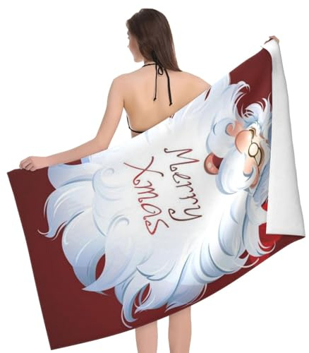 SONOON Mikrofaser-Badetuch mit Weihnachtsmotiv (80 x 130 cm), Badetücher, Strandtücher, sehr saugfähiges und schnell trocknendes Badetuch, mehrfarbiges Badetuch, Fitnessstudio, große Weichheit,
