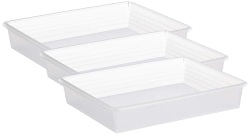 Rotho Linus Aufbewahrungsschale A4, Kunststoff (PP) BPA-frei, transparent, A4 (34,5 x 27,0 x 6,0 cm) (Packung mit 3)