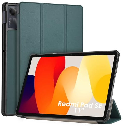 WD&CD Custodia Compatibile per Xiaomi Redmi Pad SE 11, Ultra Sottile Smart Pelle Cover con Sonno/Sveglia la Funzione Compatibile per Redmi Pad SE 11 Tablet - Verde