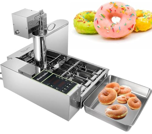 Automatic Donut Machine, 2000W Commercial Digital Donut Fryer with Intelligent Control Panel, 4 Rows 5L Hopper Mini Donut Maker Adjustable Donut Thickness Stainless Steel