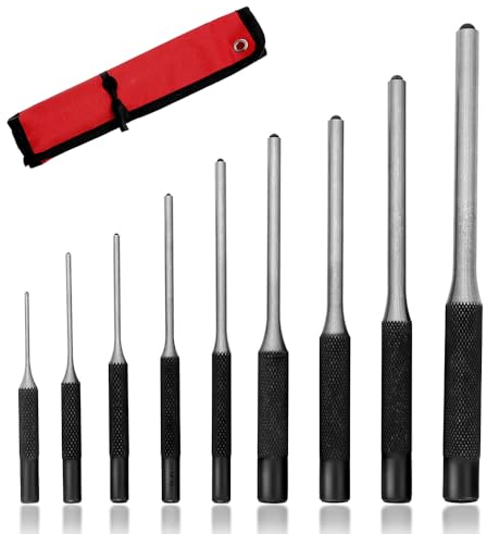 Aoyswuz 9 Pz Punzone in Acciaio Resistente e Sacchetto di Immagazzinaggio, Produzione di Acciaio Set di Punzoni per Spilli, per Riparazione Orologi e Gioielli Strumento, 1.5mm-8mm