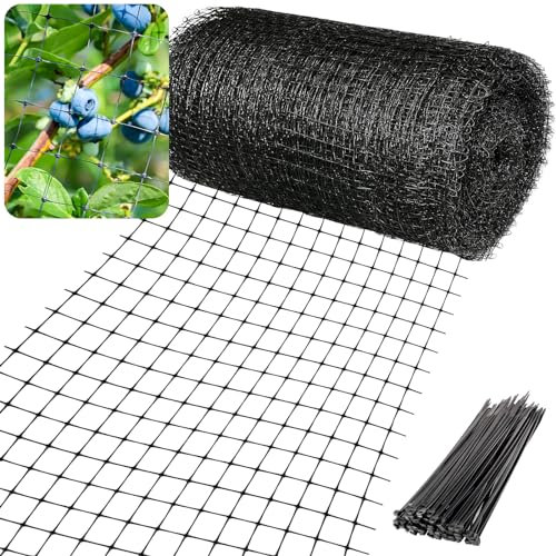 Heekcaa Filet de jardin en maille robuste de 2 m x 10 m - Filet de protection contre les oiseaux pour plantes, légumes, fruits, fleurs - Avec 30 attaches de câble (2 x 10 m)