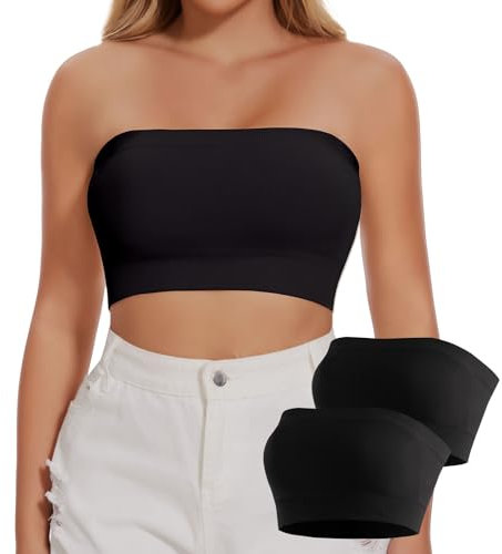 Joyshaper Reggiseno senza cuciture da donna senza spalline senza ferretto, reggiseno push up senza spalline, nero + nero., L