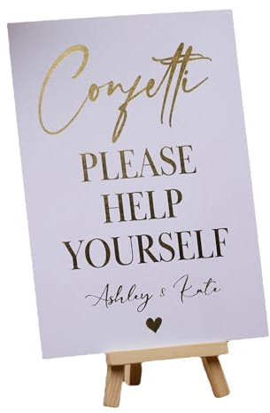 Personalised Table Décor Gold Foil Confetti Print Sign Wedding