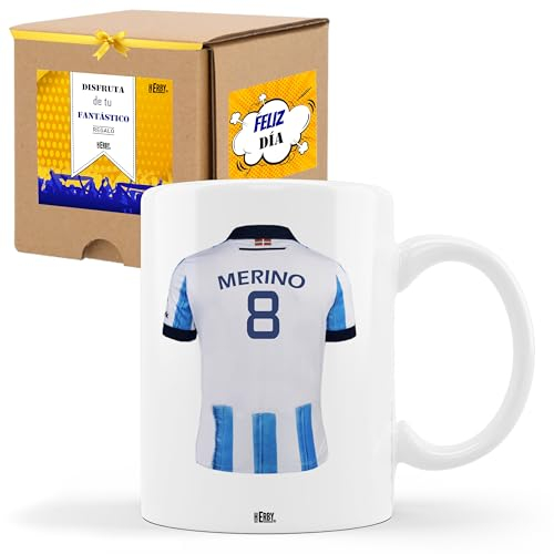 Taza del Real personalizada con nombre y número, diseños de tazas de futbol para fans del Real, tu equipo favorito en taza de cerámica de café, té, chocolate 325 ml(Realcerámica)