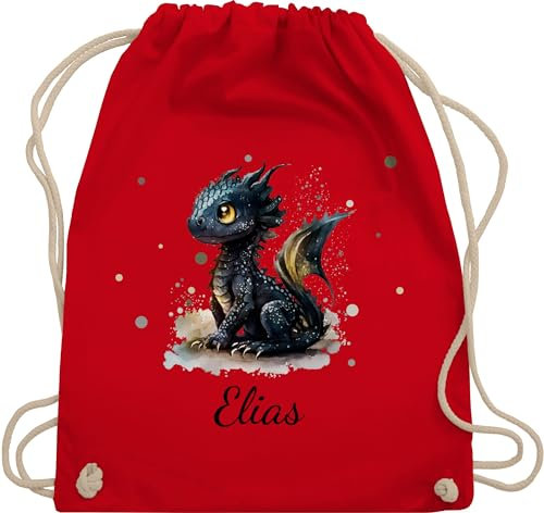 Turnbeutel Rucksack - Süßer Kleiner Drache mit Namen I Nachtdrache I Dragon I Drachen I Drachenzähmen - Unisize - Rot - und dragons name baumwollrucksack drachenmotiv zähmen beutel