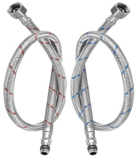 2 Pezzi Prolunga per Collegamento Acqua 3/8,Tubo Flessibile Flessibile Tubo Rubinetto Acciaio Inossidabile Intrecciato,Tubo di Flessibile Collegamento G3/8 x M10,per Cucina,Toilette