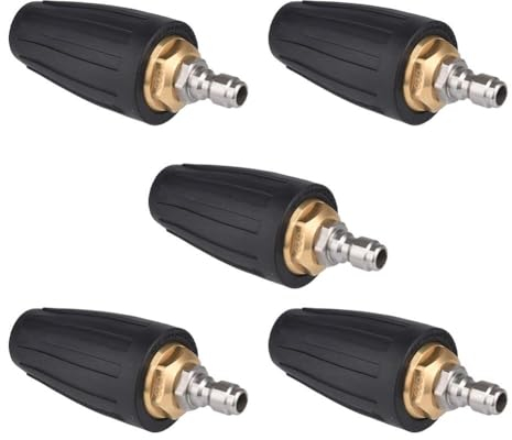 Boquilla turbo para lavadora a presión, puntas giratorias de 360° con conexión rápida de 1/4 pulgadas, 4000 PSI 1/4 de conexión rápida, accesorios para limpieza industrial (mezclado, 5 piezas)