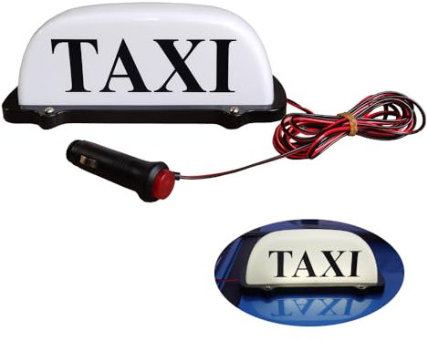 VILIERY 12V Taxi Sign Light,Panneau Lumineux Magnétique Imperméable Sur Le Toit De La Cabine De Taxi,Taxi Sign LED Light Base Scellée, Avec Câble D’alimentation De 3 Mètres (WHITE)