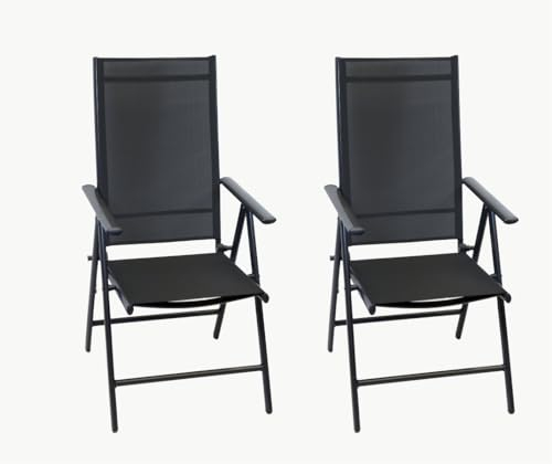 Chillroi® Klappsessel Aluminium 2er Set 7-Fach verstellbar witterungsbeständig Gartenstuhl Hochlehner Klappstuhl