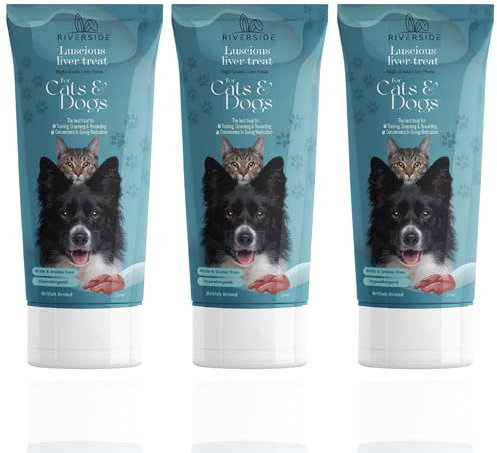 Liver Paste for Dogs & Cats - 3x90g Grain & Gluten Free Dog Pate - Nutrient-Rich Training Aid, Dog Treat For Licky Mats For Dogs (Oil Separation is natural) - EASY SQUEEZE TUBE