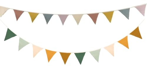 Wimpelkette Kinderzimmer, 2,3 Meter Girlande Kinderzimmer Deko Musselin Baumwolle Stoff Wimpelkette für Hausbett Deko Mädchen & Jungen,Wanddeko Geschenk,Babyzimmer Babybett & Kinderbett Dekoration