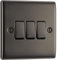 AMK® BG Nexus Metal Black Nickel 10AX Plate 3 Gang Three Lights Switch With Included Mountings