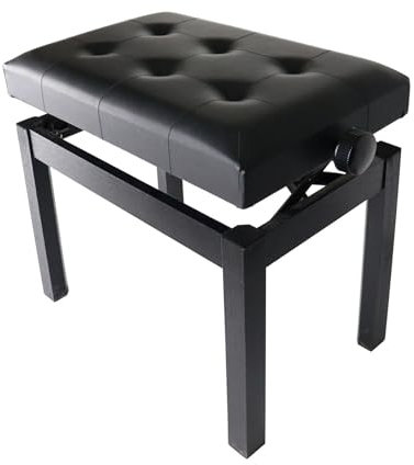 Generisch Klavierbank, Verstellbarer Klavierbankhocker mit weichem PU-Ledersitz – antikes Kunst-Einzel-Hebebücherregal für Klavierspieler und Musikliebhaber, 63 x 34 x 47–56 cm