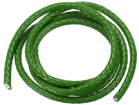 PATIKIL Round Braided Leather Cord, 5mm Round Braided Leather Cord Rope Folded for Crafts Jewelry Making Necklace Bracelets, Green (1.1 Yards)