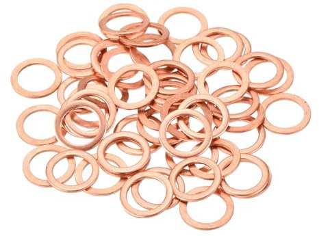 QUARKZMAN 52 guarnizioni piatte in rame, 10 x 14 x 1 mm, in rame, per raccordi idraulici, bulloni, dado, riparazione elettronica