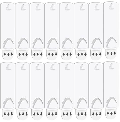 16PCS Heavy Duty Picture Hanging Hooks, Command Picture Hanger, Universal No Nails Picture Hook, Damage Free Picture Hanging Strips or Picture Frame Photo Wall, Tile Wall, 2.7*7.5CM, White