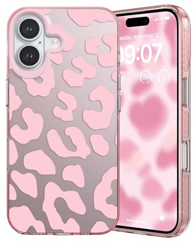 ZCDAYE Case for iPhone 16 Plus Cute Printed Phone Case, Pink Leopard | TPU Shockproof Protective Case, Pretty Aethetic Prints Patterns Cases for Women Girls, Girly Comfy Shell Phone Cover